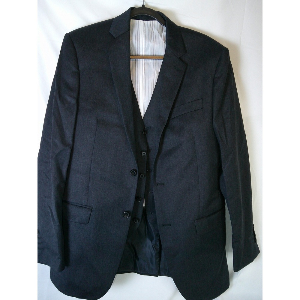 Ralph Lauren Mens 40L Blazer Vest Set‎ Charcoal Navy Double Vent L534500B